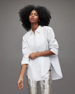 Allsaints Avril Oversized Shirt Skjorta Dam Vita | SE.WH001Y-10