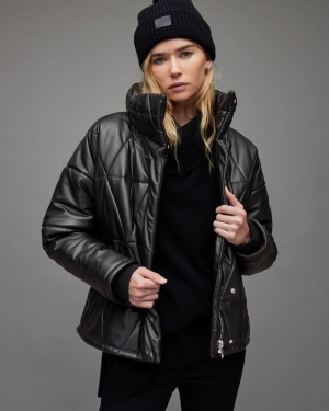 Allsaints Bon Faux Puffer Jacka Dam Svarta | SE.WL162X-5