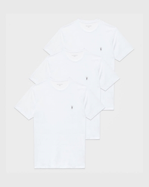 Allsaints Brace Brushed Bomull 3 Packs T-shirt Herr Vita | SE.MD130M-10