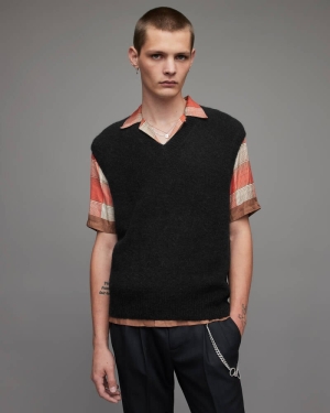 Allsaints Bronx Stickad Tank Stickat Herr Svarta | SE.MK089X-5
