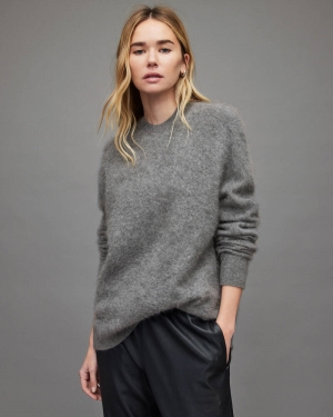 Allsaints Chrissy Cashmere Jumper Stickat Dam Blå Grå | SE.WK095V-4092