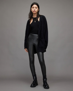 Allsaints Cora High Rise Faux Leggings Dam Svarta | SE.WL181X-5