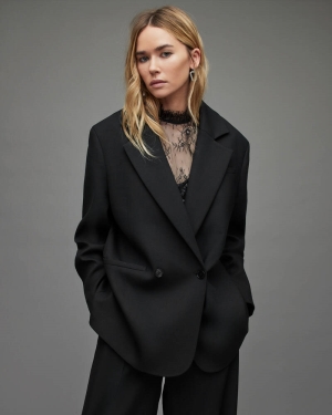 Allsaints Corin Oversized Blazer Jacka Dam Svarta | SE.WT006Y-5