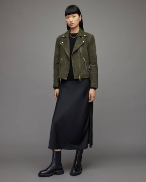 Allsaints Dalby Mocka Biker Jacka Dam Turkos Gröna | SE.WL250T-5858