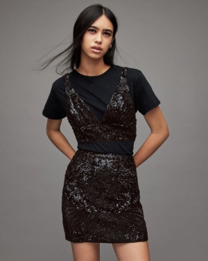 Allsaints Fern Embellished Blast Dam Svarta | SE.WM114X-5