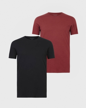 Allsaints Figure Crew 2 Pack T-shirt Herr Röda | SE.MD176X-7945