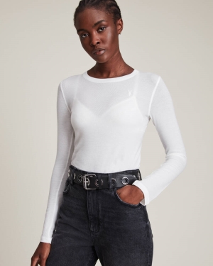 Allsaints Francesco Rina Long Sleeve T-shirt Dam Vita | SE.WM340V-437