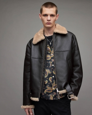 Allsaints Hamel Shearling Jacka Herr Svarta | SE.ML014X-5