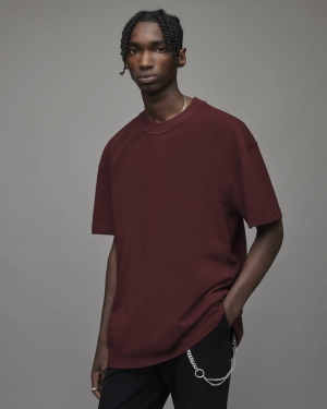 Allsaints Isac Crew T-shirt Herr Vinröda Röda | SE.MD126X-4657