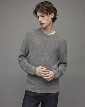 Allsaints Ivar Merino Crew Jumper Stickat Herr Grå | SE.MK034P-107