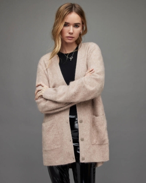 Allsaints Kady Cashmere Cardigan Stickat Dam Bruna | SE.WK018V-7078