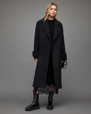 Allsaints Mabel Oversized Ull Blend Rockar Dam Svarta | SE.WO128X-5
