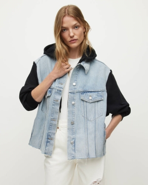 Allsaints Millie Denim Jacka Dam Indigo Blå | SE.WO048X-2824