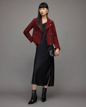 Allsaints Mocka Dalby Biker Jacka Dam Mörkröda | SE.WL250T-5418