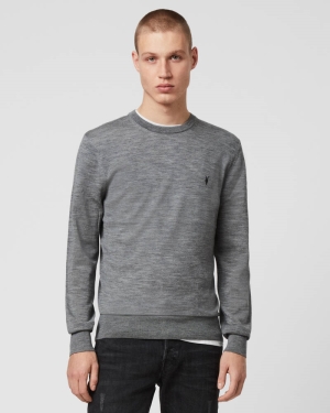 Allsaints Mode Merino Crew Jumper Stickat Herr Grå | SE.MK129D-107