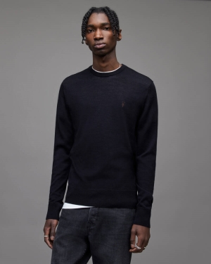 Allsaints Mode Merino Crew Jumper Stickat Herr Marinblå | SE.MK129D-3968