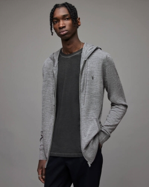 Allsaints Mode Merino Zip Stickat Herr Grå | SE.MK130D-107