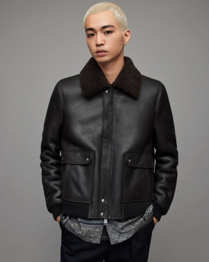 Allsaints Nolan Shearling Jacka Herr Svarta | SE.ML058X-5