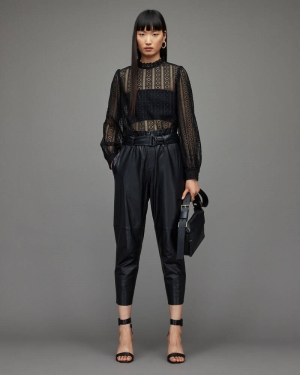 Allsaints Orla Broderie Blast Dam Svarta | SE.WM057X-5