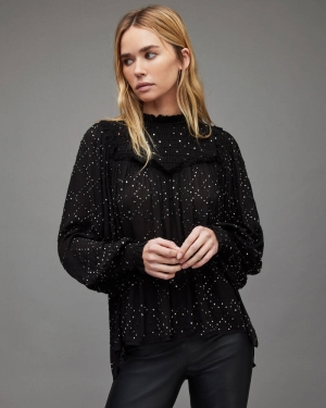 Allsaints Perri Tulle Sparkle Blast Dam Svarta | SE.WM222X-5