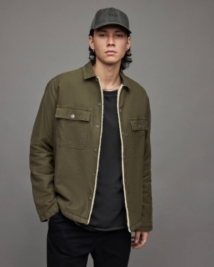 Allsaints Radar Sherpa Fodrade Jacka Herr Khaki | SE.MJ078X-8019