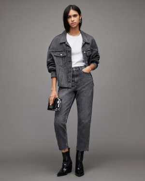 Allsaints Rali High Rise Relaxed Diamante Jeans Dam Svarta | SE.WE023X-162