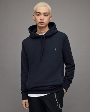 Allsaints Raven Pullover Hoodie Herr Mörkblå | SE.MF081X-6727
