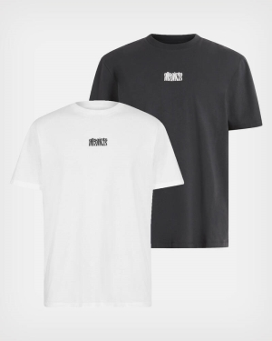 Allsaints Refract Crew 2 Packs T-shirt Herr Vita | SE.MG321X-8115