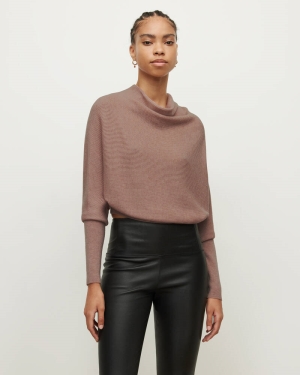 Allsaints Ridley Cashmere Blend Cropped Jumper Stickat Dam Rosa | SE.WK078V-6037