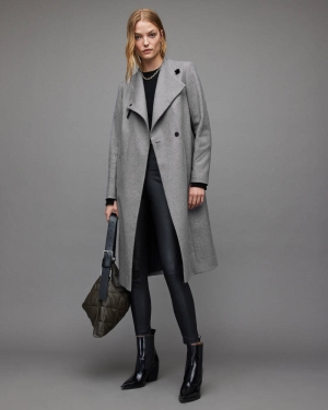 Allsaints Riley Ull Cashmere Blend Rockar Dam Grå | SE.WO036X-7