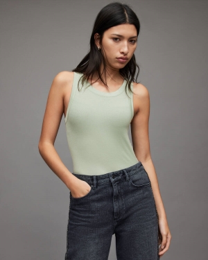 Allsaints Rina Tank T-shirt Dam Olivgröna Gröna | SE.WD154X-4352