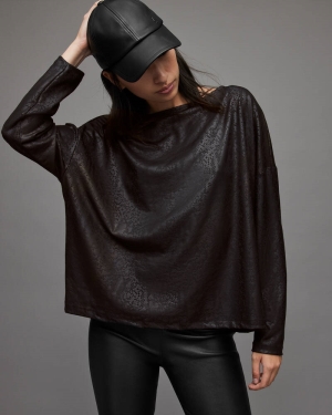 Allsaints Rita Snake T-shirt Dam Svarta | SE.WM194X-5