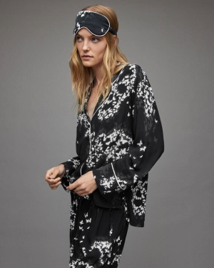 Allsaints Safi Orsino Pyjama Shirt Nattkläder Dam Svarta | SE.WX019X-5