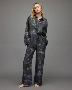 Allsaints Sofi Kim Silk Blend Pyjama Nattkläder Dam Gröna | SE.WX017X-5406