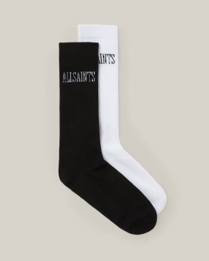 Allsaints State Logo 2 Pack Sport Strumpor Herr Svarta Vita | SE.MQ004U-250