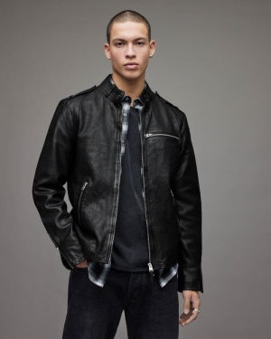 Allsaints Tagg Läder Jacka Herr Svarta | SE.ML020X-5
