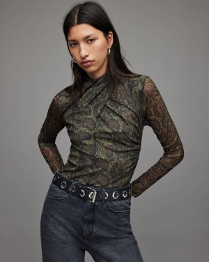 Allsaints Tia Tamora Blast Dam Khaki Gröna | SE.WM223X-3836