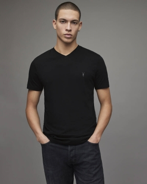 Allsaints Tonic V Neck T-shirt Herr Svarta | SE.MD001M-451