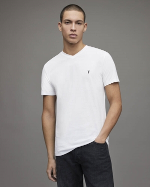 Allsaints Tonic V Neck T-shirt Herr Vita | SE.MD001M-437