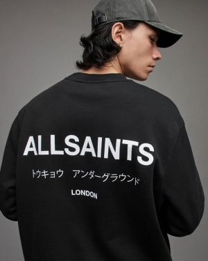 Allsaints Underground Crew T-shirt Herr Svarta | SE.MG319X-451